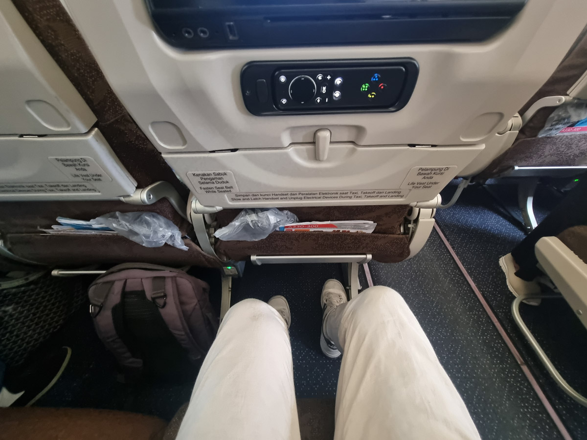 Legroom in Garuda Indonesia A330 Economy Class.