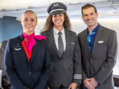 Qantas and Hawaiian Airlines crew on board a Hawaiian A330
