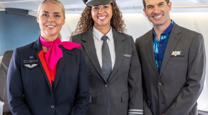 Qantas and Hawaiian Airlines crew on board a Hawaiian A330