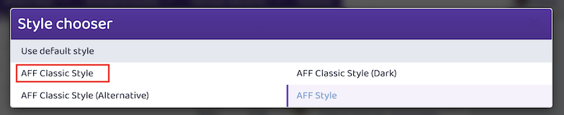 Select AFF Classic Style to revert to the old forum appearance