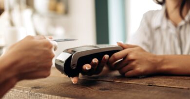 Credit card payment at florist