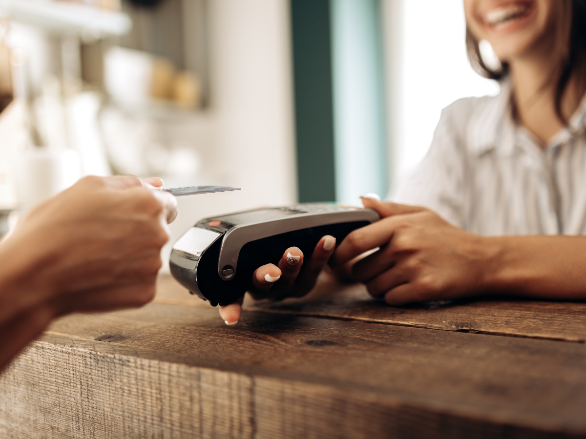 Credit card payment at florist