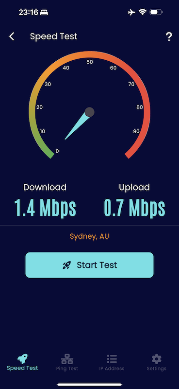 Qantas Wi-Fi speed test