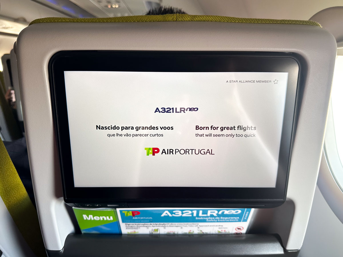 Advertisement for the A321neo LR on the TAP Air Portugal IFE