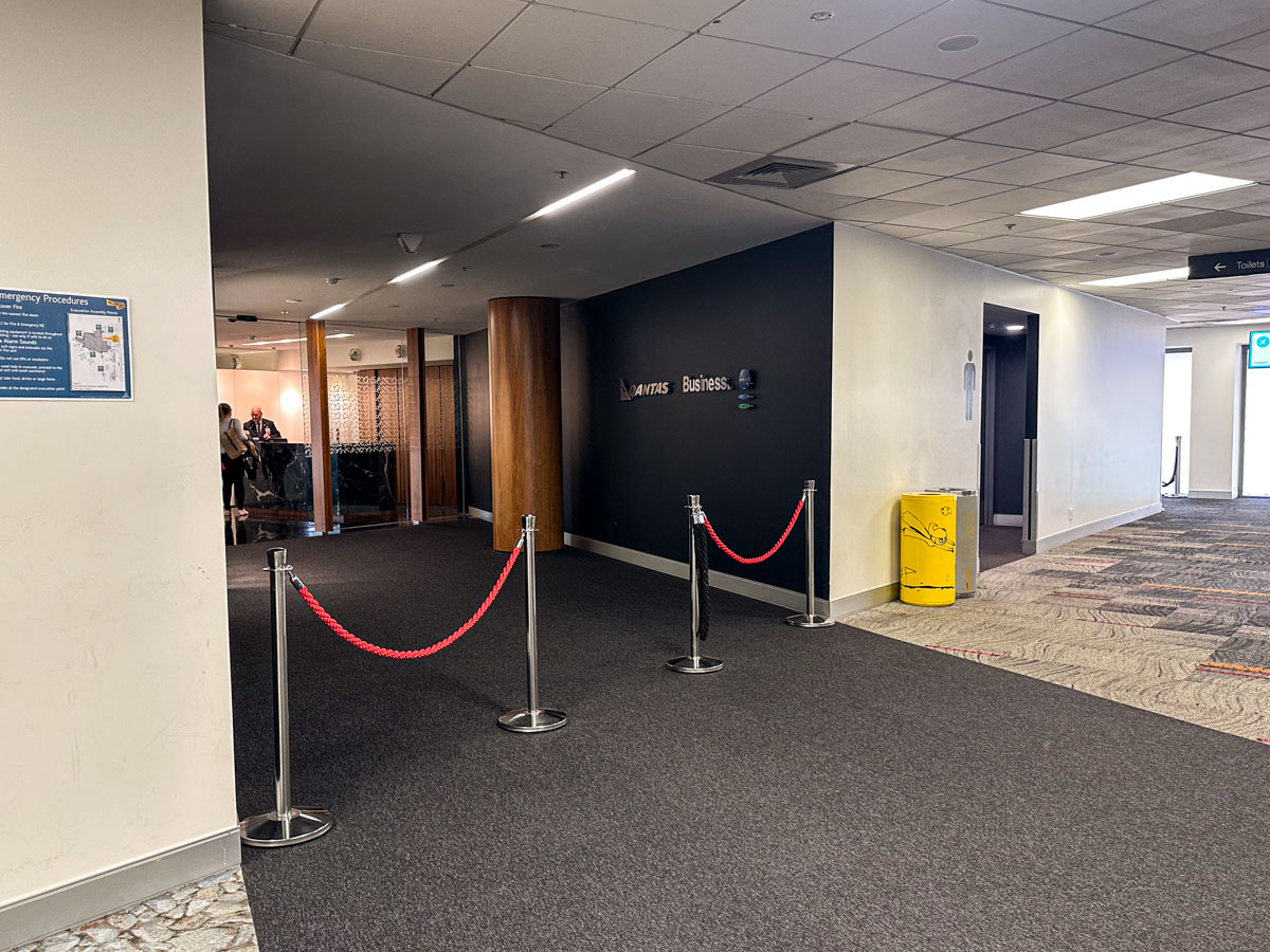 Entrance to the Qantas Business Lounge after immigration at Wellington Airport