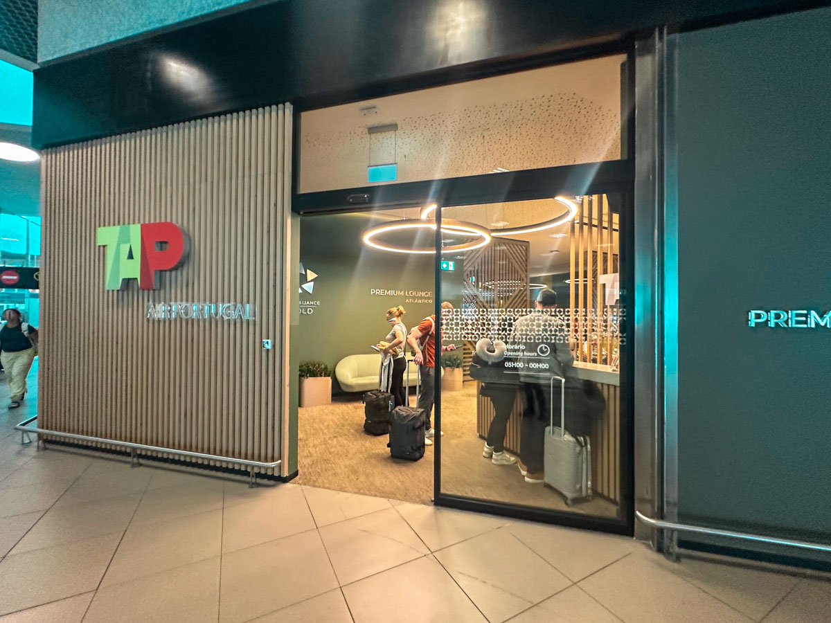 Entrance of the TAP Premium Lounge Atlântico at Lisbon Airport