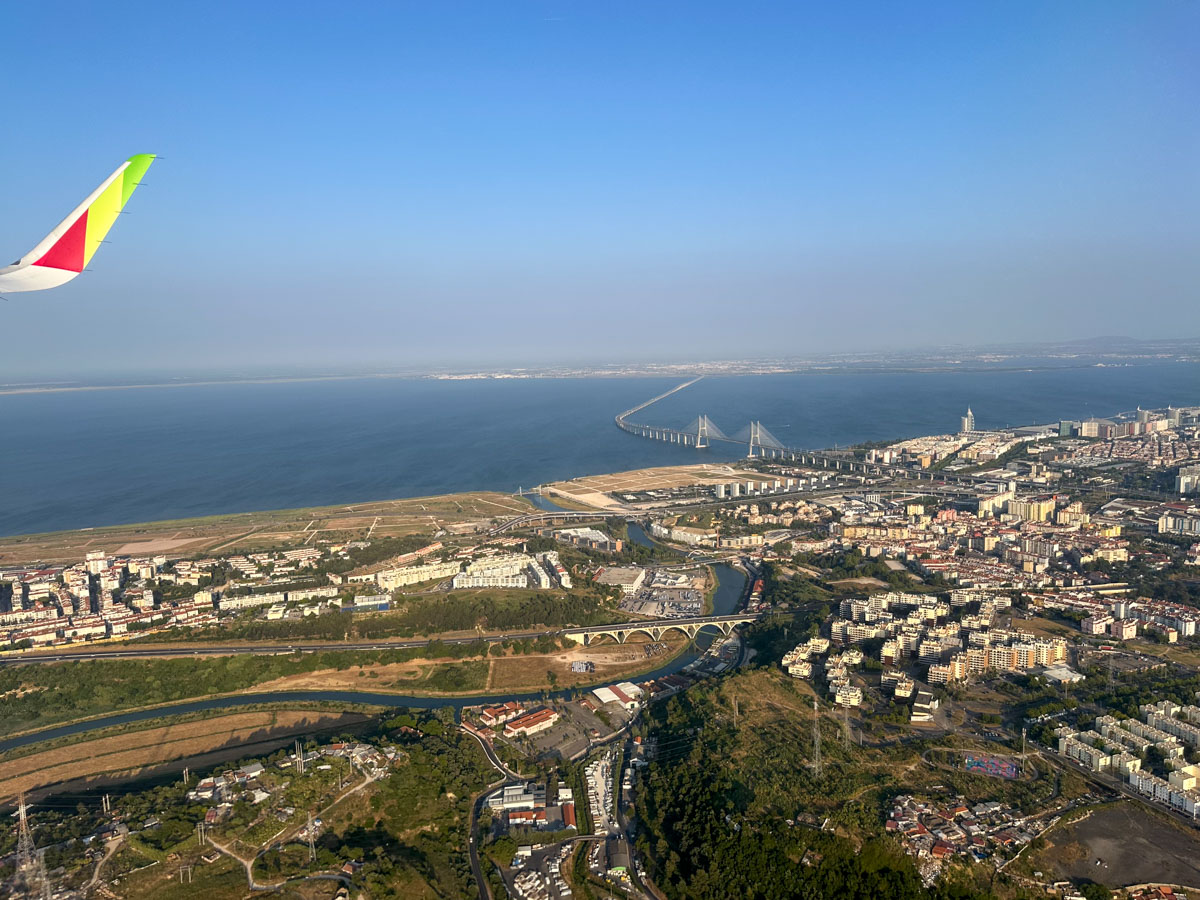 Taking off from Lisbon on a TAP Air Portugal Airbus jet