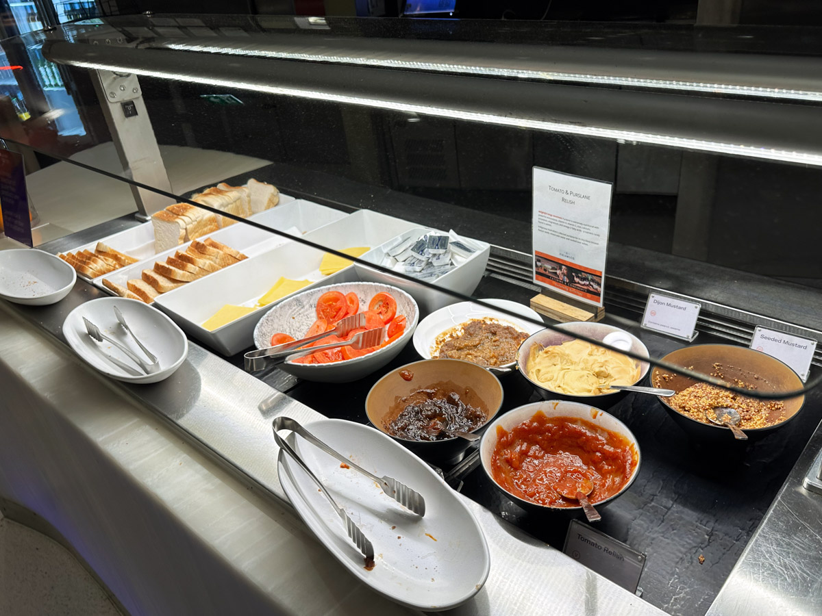 Toastie ingredients in the Virgin Australia Lounge in Melbourne