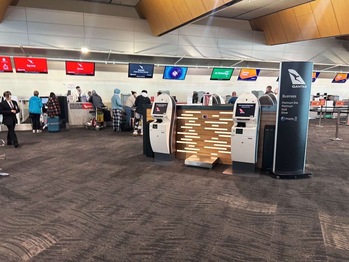 Qantas check-in area at Wellington Airport in New Zealand