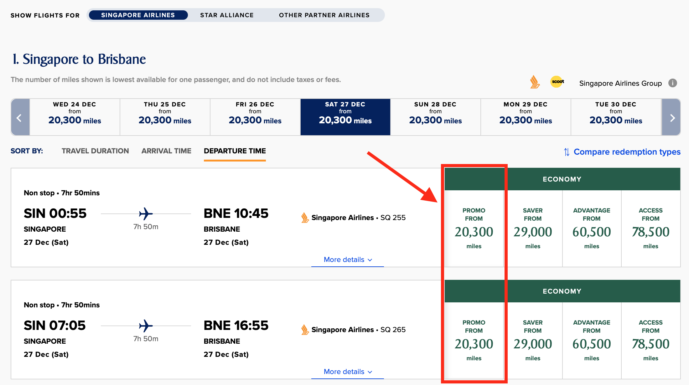 SIN-BNE award seats discounted with KrisFlyer Spontaneous Escapes are marked on the Singapore Airlines website as "Promo" awards