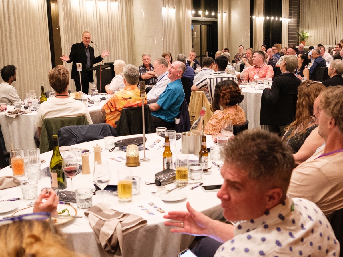 Former Flybuys COO Phil Hawkins speaks at the AFF member gathering in 2025