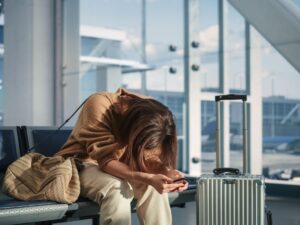 Woman flying for funeral with a compassionate airfare