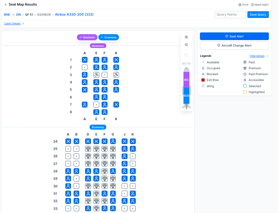 Qantas A330 seat map