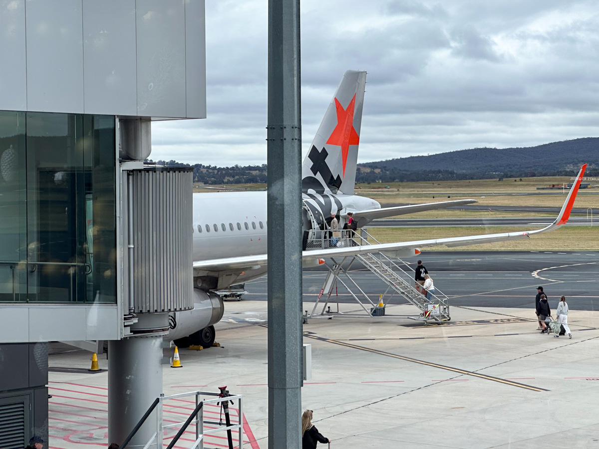 Boarding a Jetstar A320 at Canberra Airport
