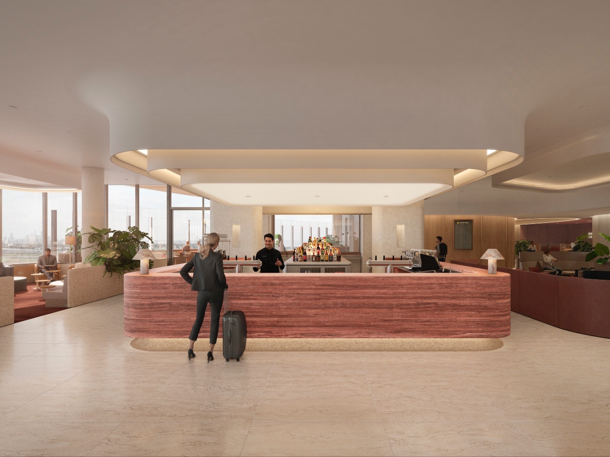 Mock-up of the new Qantas international Business Lounge in Sydney