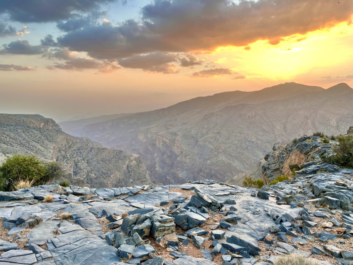 Sunset over mountains in Oman