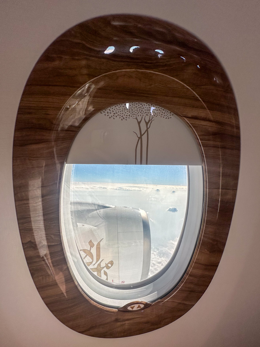 Electronic window blind on the Emirates A350