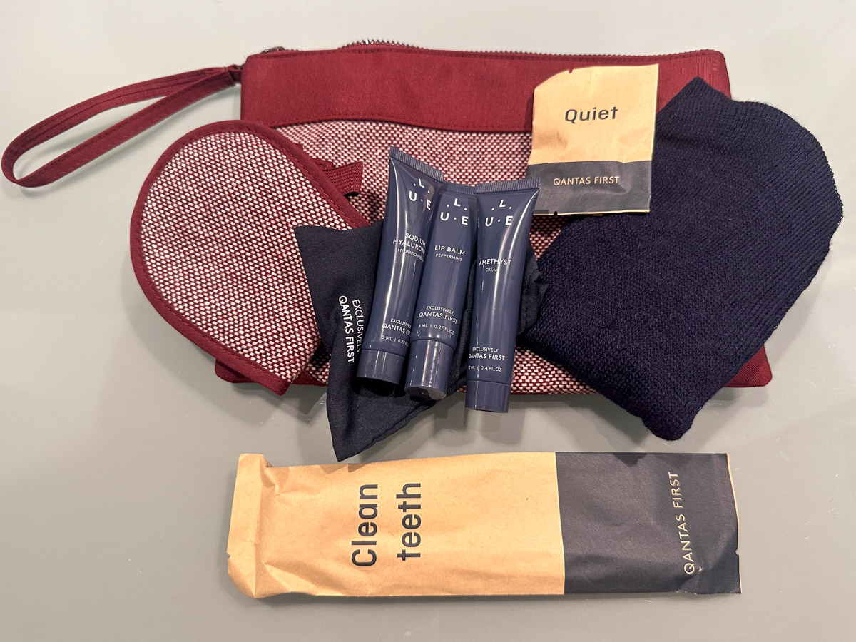 Qantas first class amenity kit contents