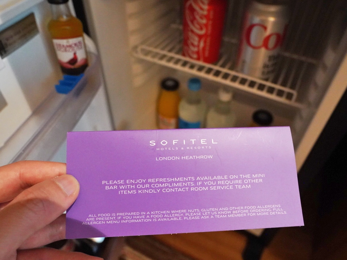 Minibar at Sofitel London Heathrow