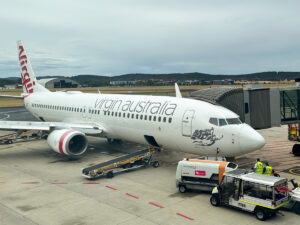 A Virgin Australia 737 at Canberra Airport