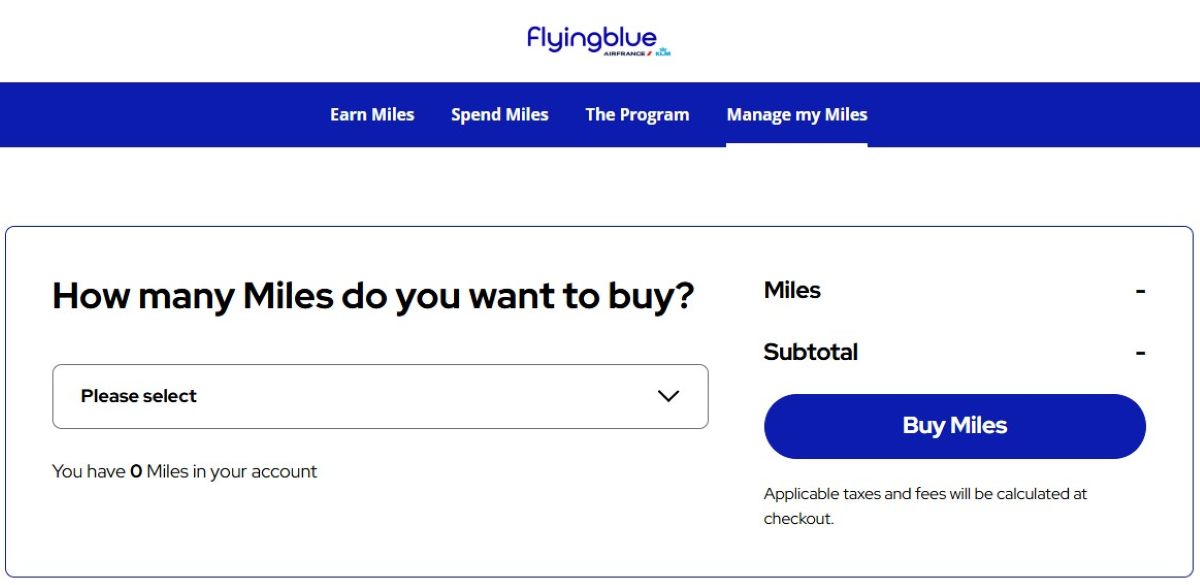 Flying Blue Buy Miles