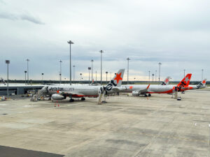 Jetstar planes at Melbourne Airport Terminal 4