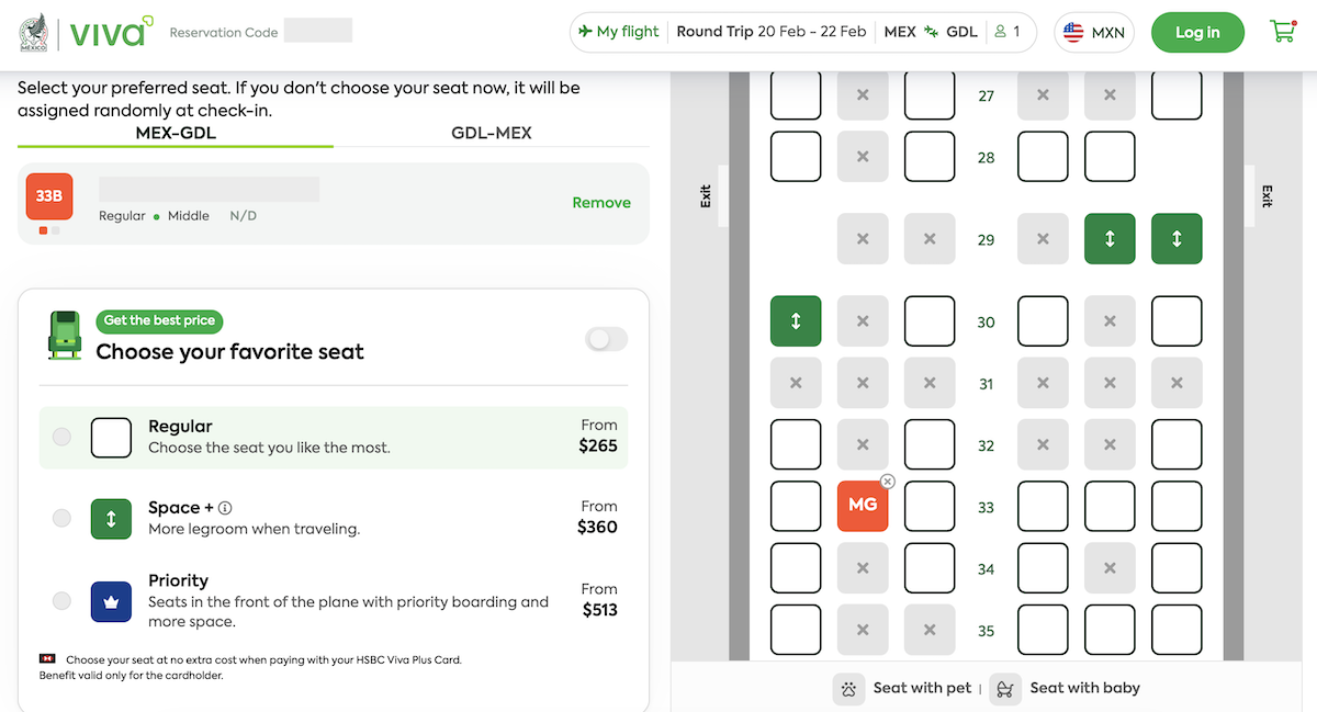 Viva online check-in seat selection