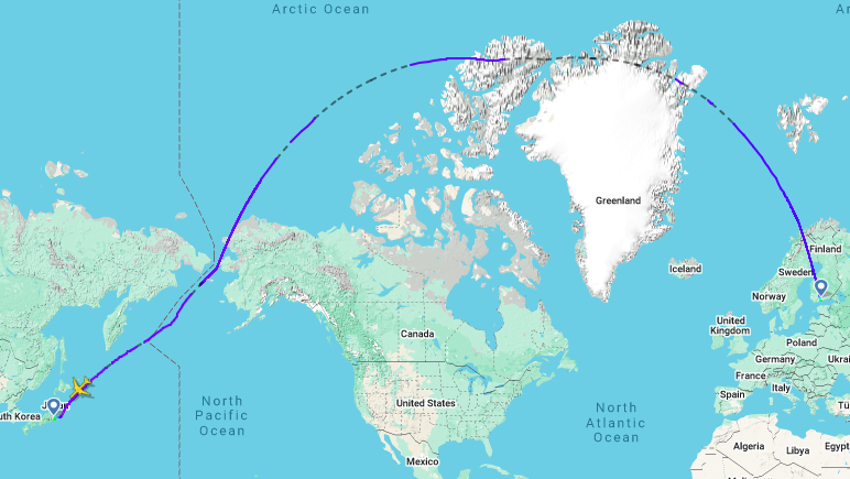 HEL-HND flight path of JL48 in March 2026