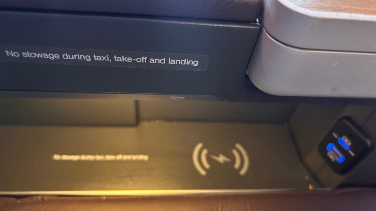 Qantas Airbus A321 XLR Business Class seats with wireless charging