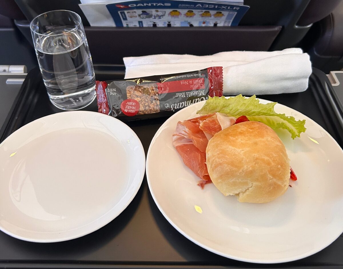 Qantas Airbus A321 XLR Business Class meal