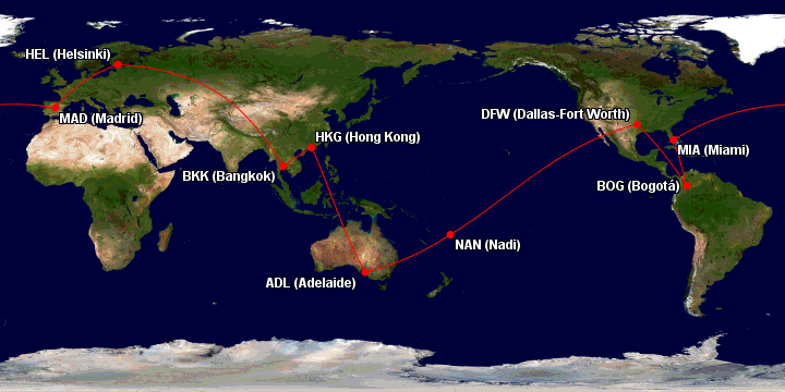 Example of a Oneworld Award routing