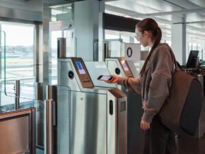 Automatic boarding gate at an airport in Europe
