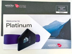 Velocity Platinum welcome letter and luggage tag