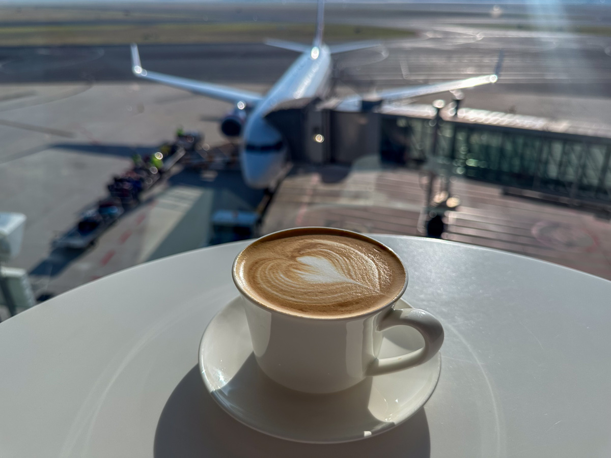 Coffee in the Virgin Australia Lounge in Canberra Airport