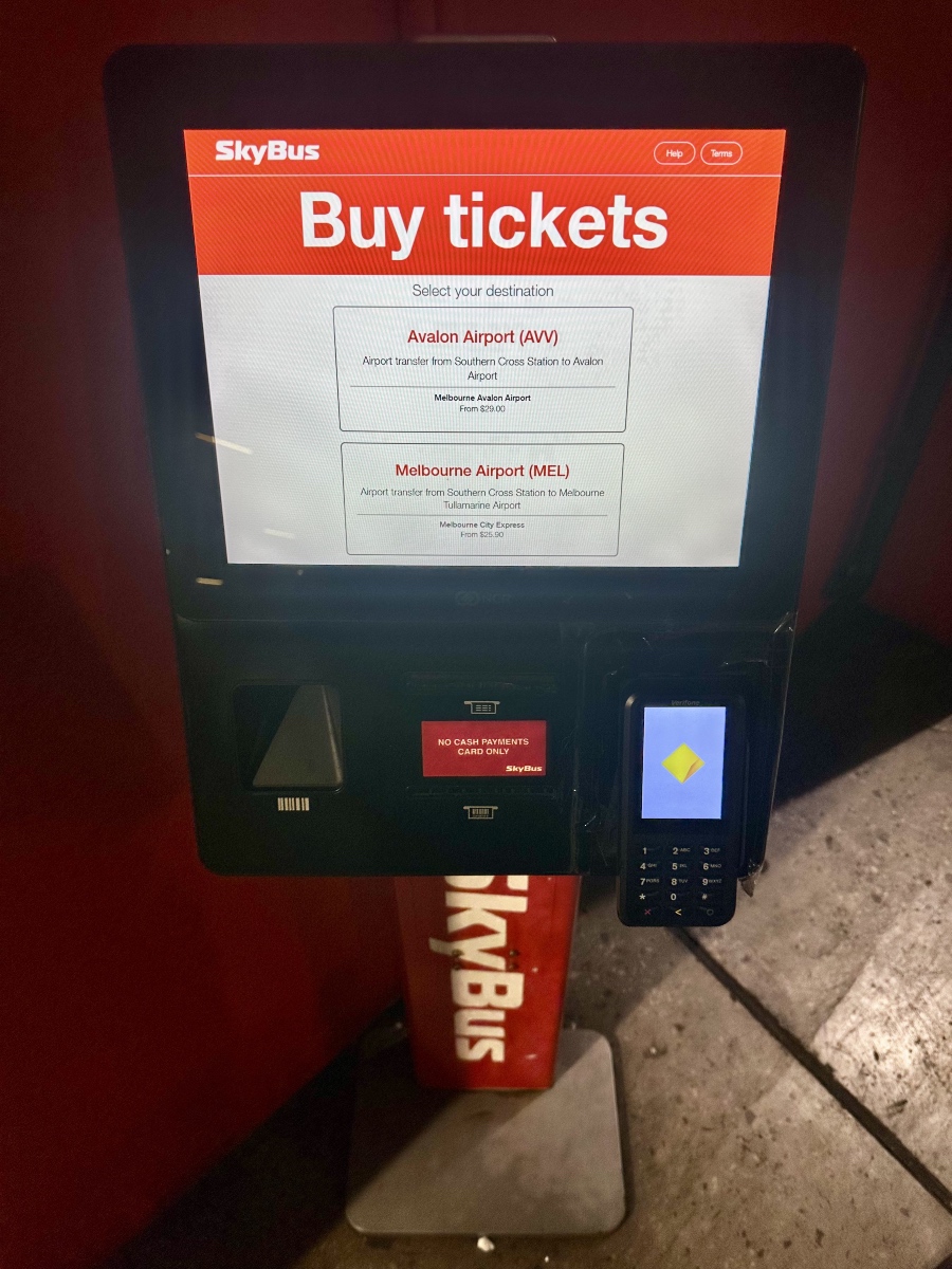 SkyBus ticket kiosk at Melbourne's Southern Cross terminal