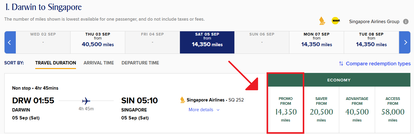 Singapore Airlines Promo rewards