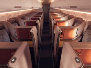 Qantas A321XLR Business Class cabin shot