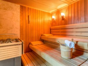 Sauna interior of a luxury Chalet in the alps