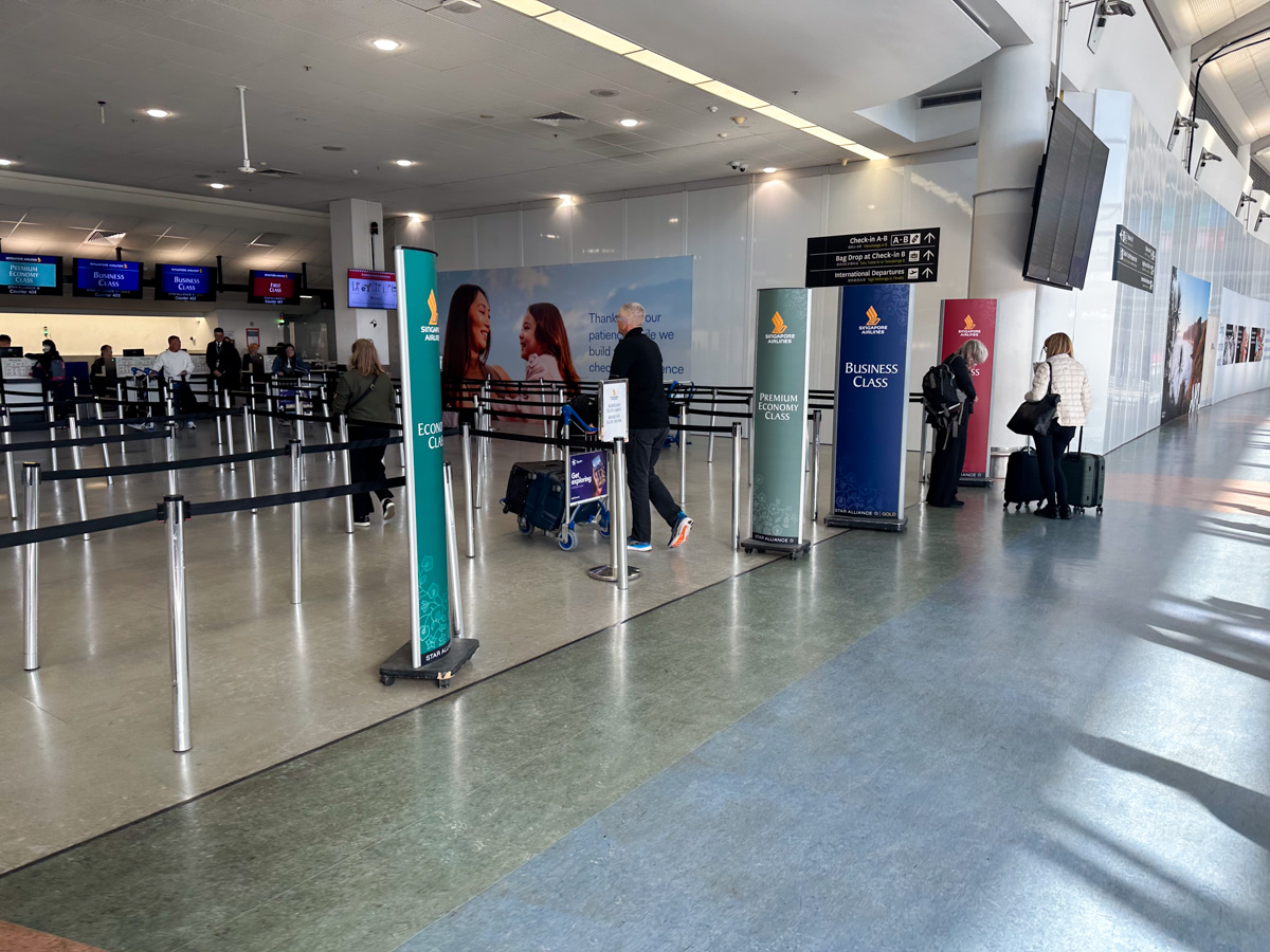 Singapore Airlines check-in counters at Auckland Airport