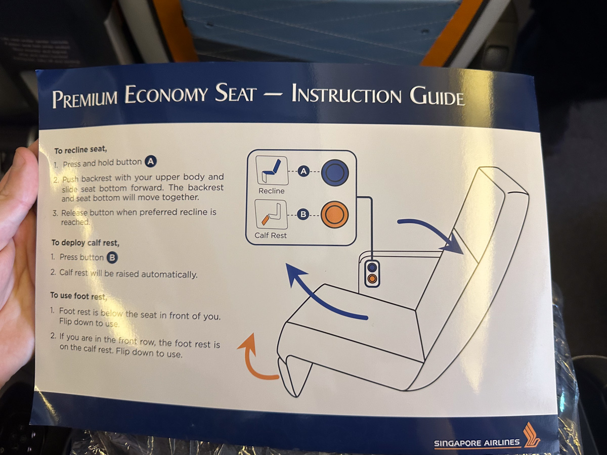 Singapore Airlines Premium Economy Seat Instruction Guide