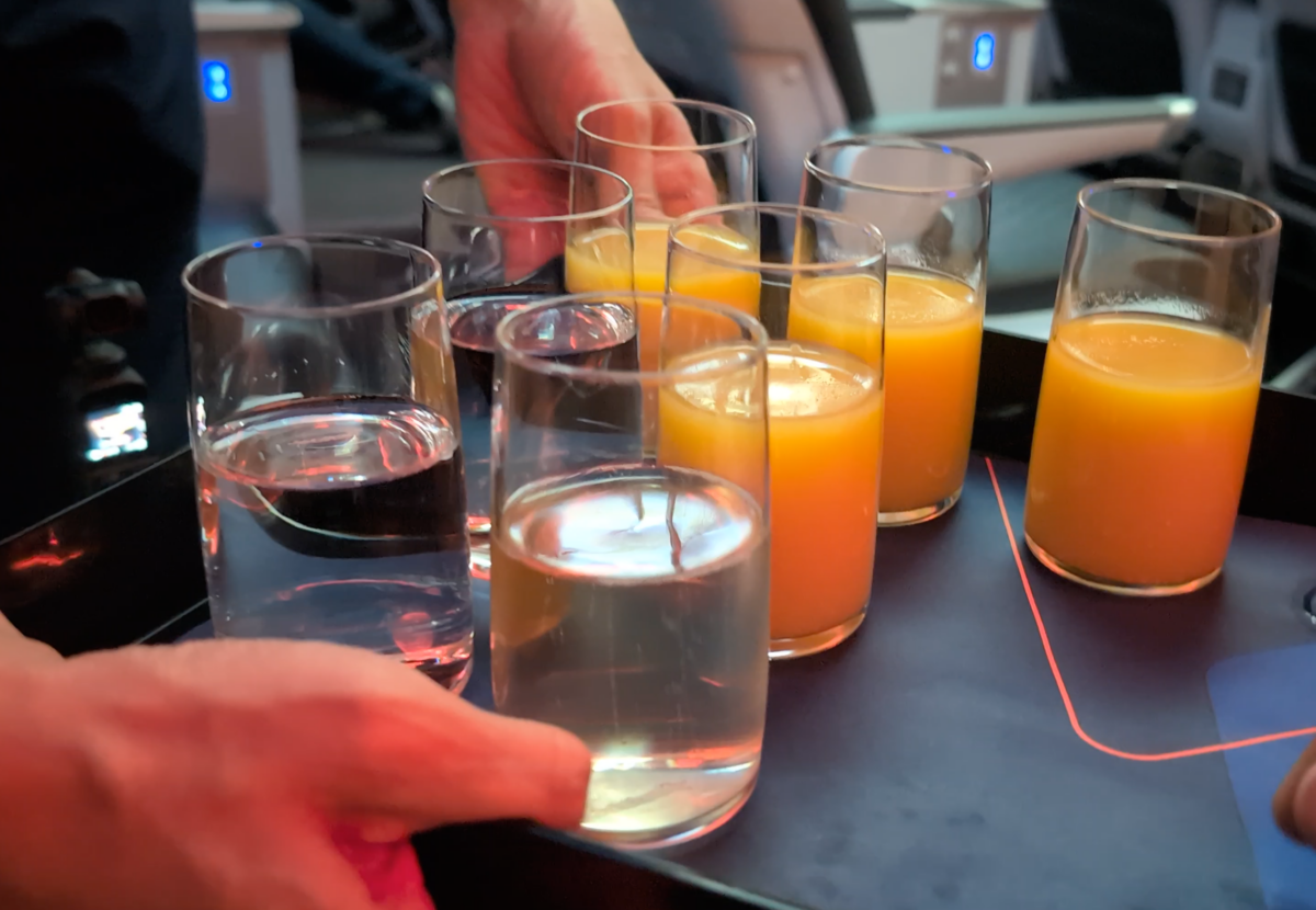 Pre-departure drinks served in Jetstar Business Class