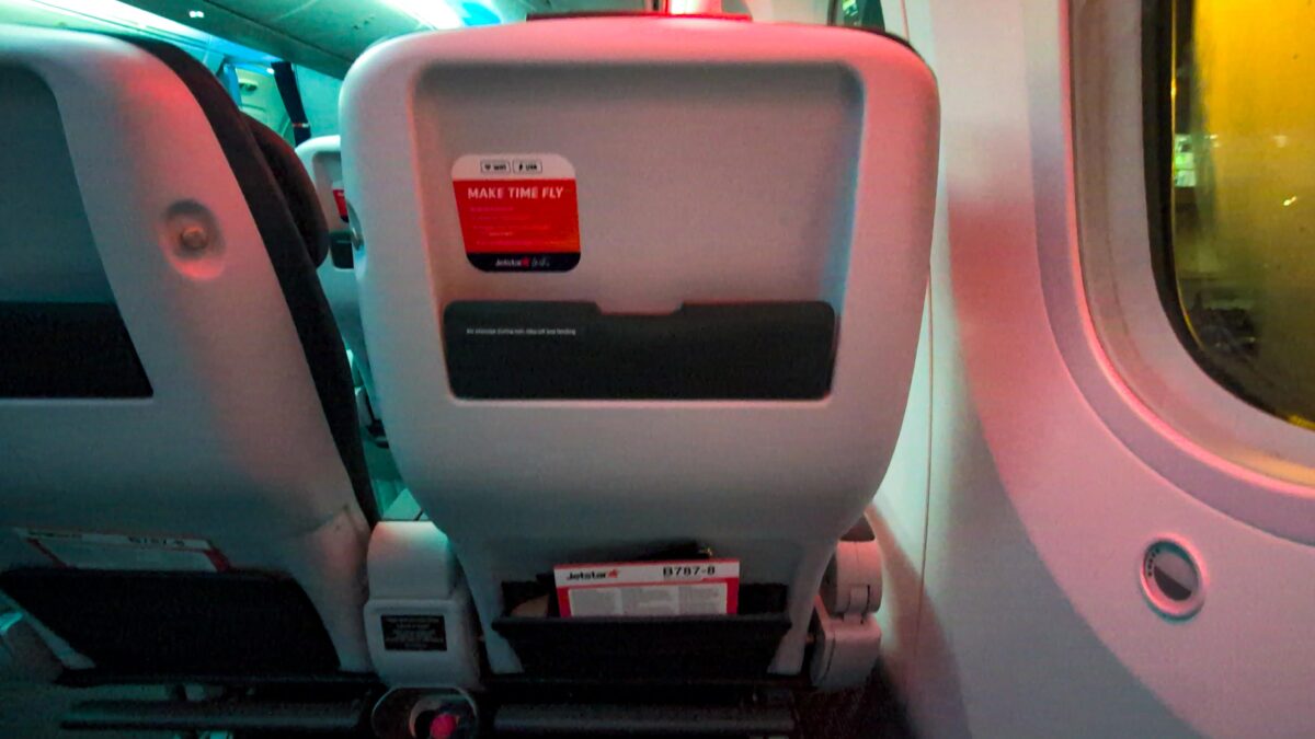 Jetstar 787-8 seat back with the screen removed after the refurbishment